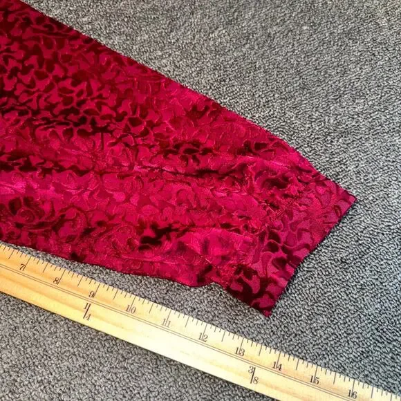Anthropologie Velvet Jacquard Burnout Blouse Top Womens XS Burgundy Button Front - Picture 8 of 9